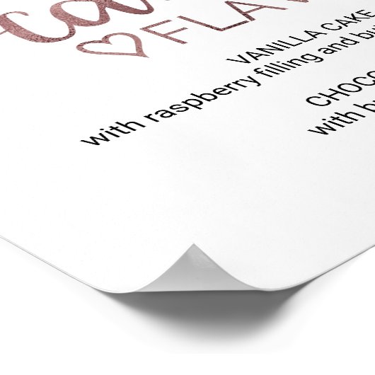 Einfache Rose Gold Calligraphy Cake Flavours Unter Poster (Ecke)