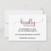 Einfache Rose Gold Calligraphy Website RSVP Card Karte (Rückseite)