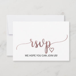 Einfache Rose Gold Calligraphy Website RSVP Card Karte