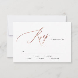 Einfache Rose Gold Calligraphy Wedding RSVP Card