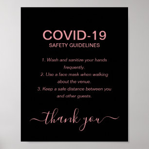 Einfache Rose Gold Covid Sicherheitsrichtlinien Sc Poster