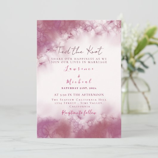 Einfache Rose Gold Custom Wedding Marmor Aquarell Einladung (Stehend Vorderseite)