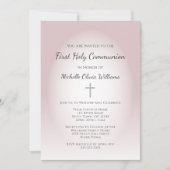 Einfache Rose Gold Erstkommunion Elegante Einladung (Vorderseite)