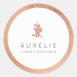 Einfache Rose Gold Floral Luxus Boutique Runder Aufkleber
