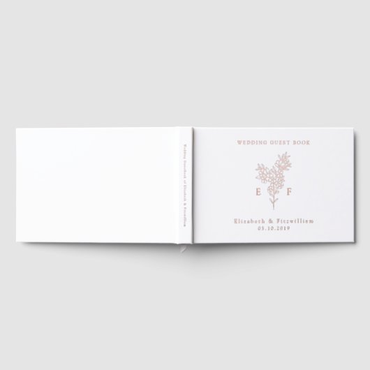 Einfache Rose Gold Foil Cherry Blossom Monogramm Gästebuch (Voll)