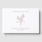 Einfache Rose Gold Foil Cherry Blossom Monogramm Gästebuch (Vorderseite)