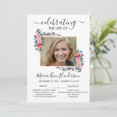 Einfache Rose Gold-Foto-Beerdigungsservice Einladung (Stehend Vorderseite)