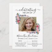 Einfache Rose Gold-Foto-Beerdigungsservice Einladung (Vorne/Hinten)