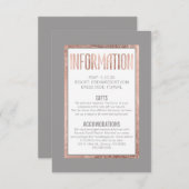 Einfache Rose Gold Frame Graue Informationen Begleitkarte (Vorne/Hinten)
