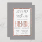 Einfache Rose Gold Frame Slate Grau Empfang Einladung (Vorne/Hinten)