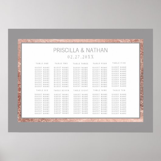 Einfache Rose Gold Frame Slate Grau Seekarte Poster (Vorne)