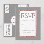Einfache Rose Gold Frame Slate Grau UAWG Einladungspostkarte (Vorne/Hinten)