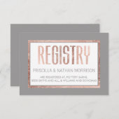 Einfache Rose Gold Frame Slate Graue Geschenkregis Begleitkarte (Vorne/Hinten)