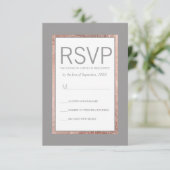 Einfache Rose Gold geflochtene Slate Gray RSVP Kar Karte (Stehend Vorderseite)