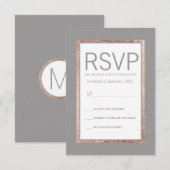 Einfache Rose Gold geflochtene Slate Gray RSVP Kar Karte (Vorne/Hinten)
