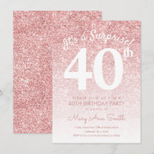 Einfache Rose Gold Glitzer 40. Geburtstag Party