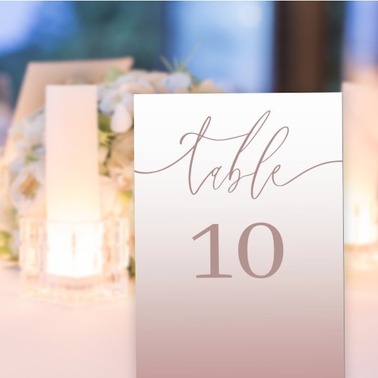 Einfache Rose Gold Gradient Wedding Tischnummer