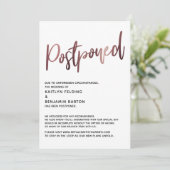 Einfache Rose Gold Handschrift verzögert Hochzeits Einladung (Stehend Vorderseite)