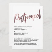 Einfache Rose Gold Handschrift verzögert Hochzeits Einladung (Vorne/Hinten)