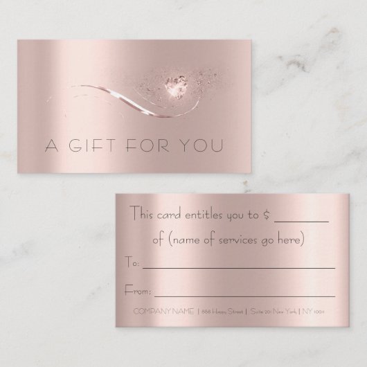 Einfache Rose Gold Herzgutschein Schönheit Terminkarte (Vorne/Hinten)