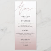 Einfache Rose Gold Hochzeitmenü Menükarte (Vorderseite)