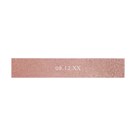 Einfache Rose Gold Imitats Glitzer Glam Date Hochz Einladungsbanderole (Flach)