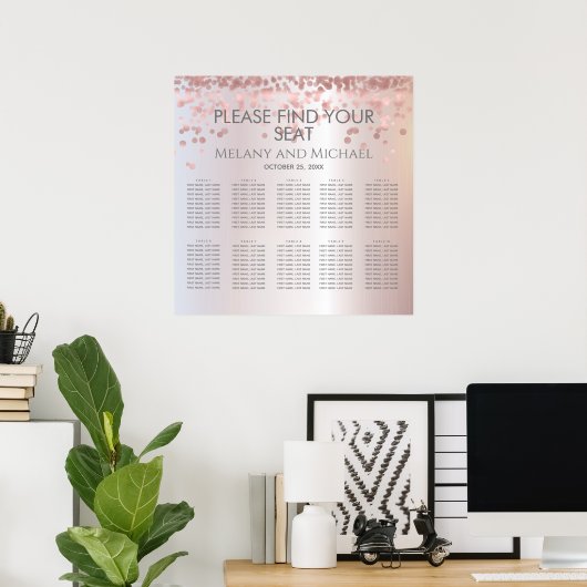 Einfache Rose Gold Konfetti Metallic elegant Poster (Heimbüro)