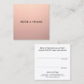 Einfache Rose Gold Kundenreferenz Empfehlungskarte (Vorne/Hinten)