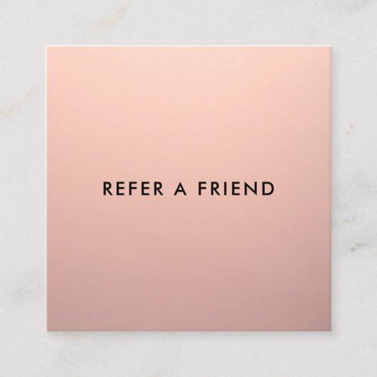 Einfache Rose Gold Kundenreferenz Empfehlungskarte (Vorderseite)