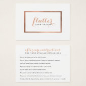 Einfache Rose Gold Lash Salon Logo Aftercare Card (Vorne & Hinten)