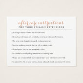 Einfache Rose Gold Lash Salon Logo Aftercare Card (Rückseite)
