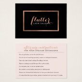 Einfache Rose Gold Lash Salon Logo Black Aftercare (Vorne & Hinten)