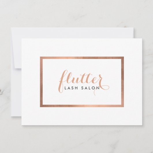 Einfache Rose Gold Lash Salon Logo Geschenkgutsche (Vorderseite)