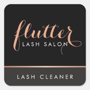 Einfache Rose Gold Lash Salon Logo Schwarz Quadratischer Aufkleber