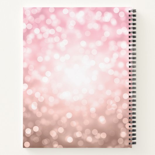 Einfache Rose Gold Lights Monogram Blush Notizblock (Rückseite)