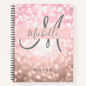Einfache Rose Gold Lights Monogram Blush Notizblock (Vorderseite)