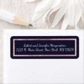 Einfache Rose Gold Lined Navy Blue Address Labels (Insitu)