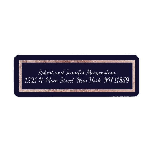 Einfache Rose Gold Lined Navy Blue Address Labels (Vorne)