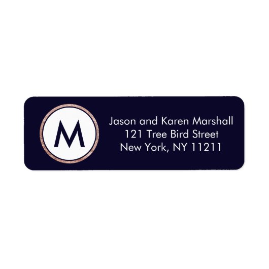 Einfache Rose Gold Lined Navy Blue-Adresse (Vorne)