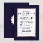 Einfache Rose Gold Lined Navy Blue Brautparty Einladung (Vorne/Hinten)