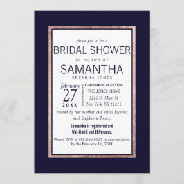 Einfache Rose Gold Lined Navy Blue Brautparty Einladung