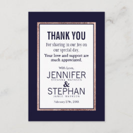 Einfache Rose Gold Lined Navy Blue Dankeschön Kart Dankeskarte