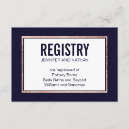 Einfache Rose Gold Lined Navy Blue Gift Registrier Begleitkarte