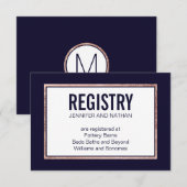 Einfache Rose Gold Lined Navy Blue Gift Registrier Begleitkarte (Vorne/Hinten)