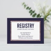 Einfache Rose Gold Lined Navy Blue Gift Registrier Begleitkarte (Stehend Vorderseite)