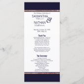 Einfache Rose Gold Lined Navy Blue Hochzeitsprogra Programm (Vorderseite)