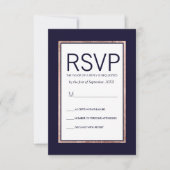 Einfache Rose Gold Lined Navy Blue RSVP Cards (Vorderseite)