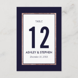 Einfache Rose Gold Lined Navy Blue Tischnummern
