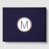 Einfache Rose Gold Lined Navy Blue Wedding Gästebuch (Rückseite)