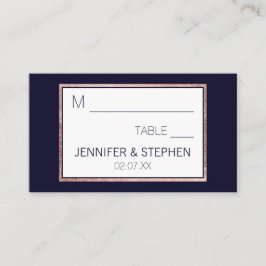 Einfache Rose Gold Lined Navy Blue Wedding Platzkarte